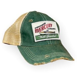 Mercury Outboard Motors Boater Distressed Baseball Hat Green/Tan